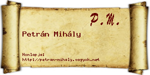 Petrán Mihály névjegykártya