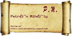 Petrán Mihály névjegykártya